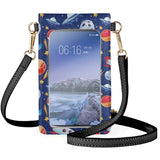 Star Rocket Cartoon Space Phone Bag Milky Way Planets Flip Satchel