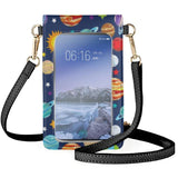 Star Rocket Cartoon Space Phone Bag Milky Way Planets Flip Satchel