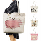 Floral Love Print Handbags Love Graphic Tote Bags Women Thick Rope Shoulder Bag