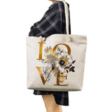Floral Love Print Handbags Love Graphic Tote Bags Women Thick Rope Shoulder Bag