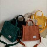 Corduroy Ladies Shoulder Bag Solid Messenger Square