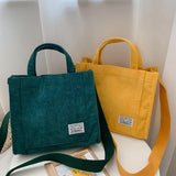Corduroy Ladies Shoulder Bag Solid Messenger Square