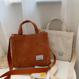 Corduroy Ladies Shoulder Bag Solid Messenger Square
