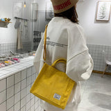 Corduroy Ladies Shoulder Bag Solid Messenger Square