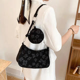 Vintage Flower Printing Underarm Bag for Women