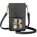 Golden Floral Art Alphabet Makeup Bags Ladies Leather