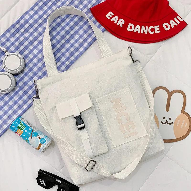 Canvas Bag Female Student Large-capacity Messenger Crossbody