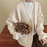 Leopard Print Fluffy Shoulder Crossbody Bag Cow Pattern Handbag