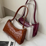 Crocodile Pattern Girls Underarm Bags PU Leather Zipper Handbags For Lady