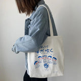 Japanese Cartoon Canvas Tote Bag Eco-Friendly Female Handbag