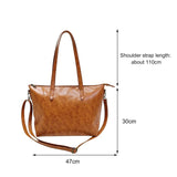 Vintage Oil Wax PU Leather Women Shoulder Bags Tote Solid Large Capacity