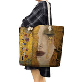 Abstract Oil Painting Tote Bag Linen Handbags Women Shoulder Bag