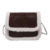 Women's Lambhair Crossbody Bag PU Leather Shoulder Saddle HandBag