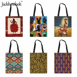 African Art Totem Print Shoulder Bag Women Canvas Shopping
