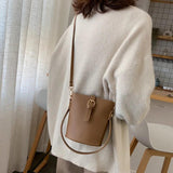 Women's Bucket Shaped Shoulder Bag Crossbody Large Capacity