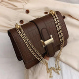 Mini Square Flip Bag PU Leather Women's Handbag Stone Pattern Lock