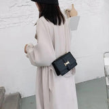 Mini Square Flip Bag PU Leather Women's Handbag Stone Pattern Lock