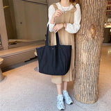 Canvas Checkered Shoulder Bag Large Capacity Travel Tote Bag