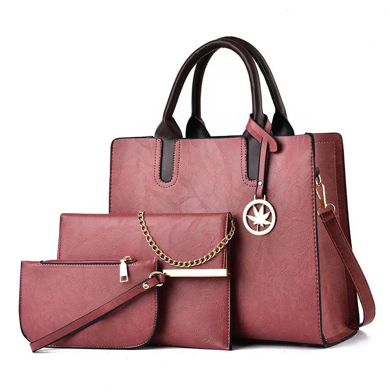 3pcs/Set Ladies Handbags PU Leather Shoulder Messenger Bags
