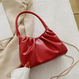 Retro Casual Pleated Clutch Shoulder Bag Chain Handbag for Women