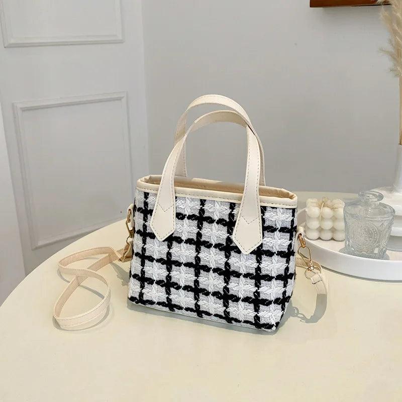 Women Handbags Large Capacity Shoulder Bag Check Summer Versatile Crossbody