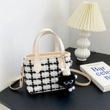 Women Handbags Large Capacity Shoulder Bag Check Summer Versatile Crossbody