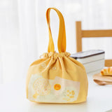 Functional Pattern Cooler Lunch Box Portable Insulated Canvas Lunch Handbag