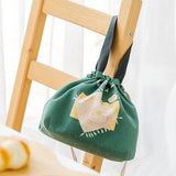 Functional Pattern Cooler Lunch Box Portable Insulated Canvas Lunch Handbag