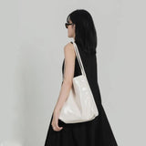 Vintage Patent Leather Shoulder Bag Large Capacity Tote