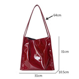 Vintage Patent Leather Shoulder Bag Large Capacity Tote
