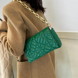Plaid Chain Shoulder Bags for Women Thick Chain Underarm Bags Purses