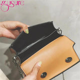 Vintage Patchwork Messenger Bag Chains Flap Crossbody Bag Scrub