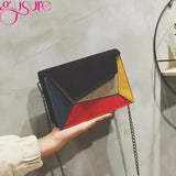 Vintage Patchwork Messenger Bag Chains Flap Crossbody Bag Scrub
