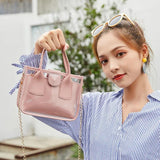 Women Solid Crossbody Handbag PVC PU Leather Zipper Bag Chain Shoulder Purse