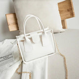 Women Solid Crossbody Handbag PVC PU Leather Zipper Bag Chain Shoulder Purse