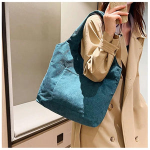 Velvet Canvas Shoulder Bag for Women Casual Handbag Tote Bag