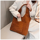 Velvet Canvas Shoulder Bag for Women Casual Handbag Tote Bag
