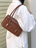 Vintage Green Underarm Bag Women's Square Shoulder Purse
