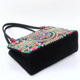 Ethnic Style Embroidered Handbag Canvas Shoulder Top-Handle Totes