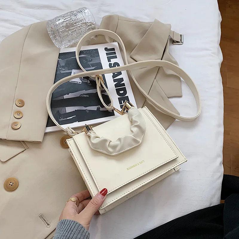 Women's Small Chain Crossbody Bag Winter Leather Handbag