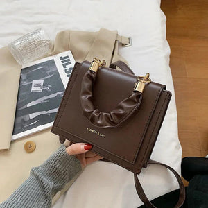 Women's Small Chain Crossbody Bag Winter Leather Handbag