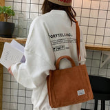 Corduroy Single Shoulder Bag Solid Buckle Messenger Bag for Women