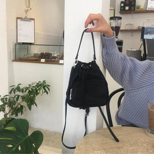 Canvas Shoulder Bags Tassel Bucket Bags For Girls Crossbody Bags