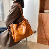 Shoulder Bags Women Folds Large-capacity Casual Totes Solid Handbags