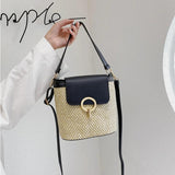 Crossbody Bags Spring Summer PU Straw Woven Handbag