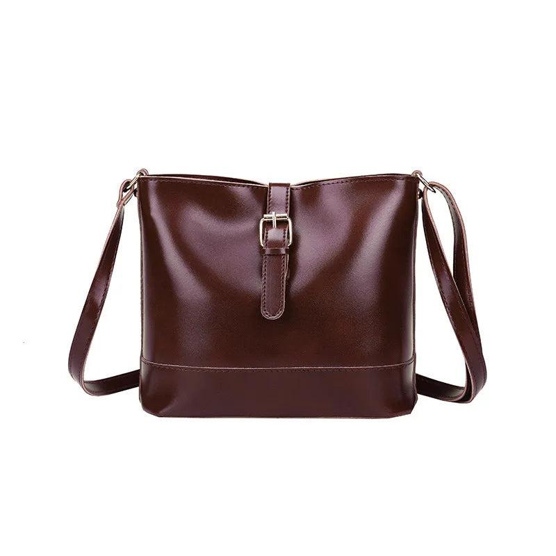 Vintage Small PU Leather Bucket Crossbody Women Lady Shoulder Handbags