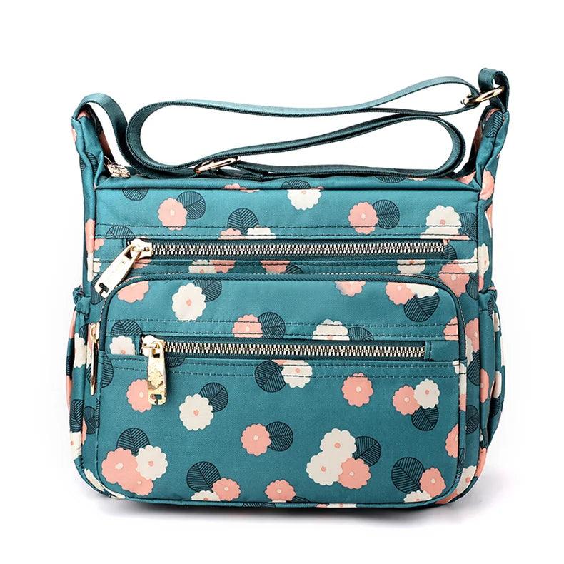 Floral Printed Nylon Crossbody Bag for Women