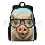 Pig Art Pig with Glasses Outdoor Hiking Backpack Waterproof Camping Travel