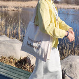Youth Canvas Tote Bag Student Letter Printing Handbag Shoulder Bags