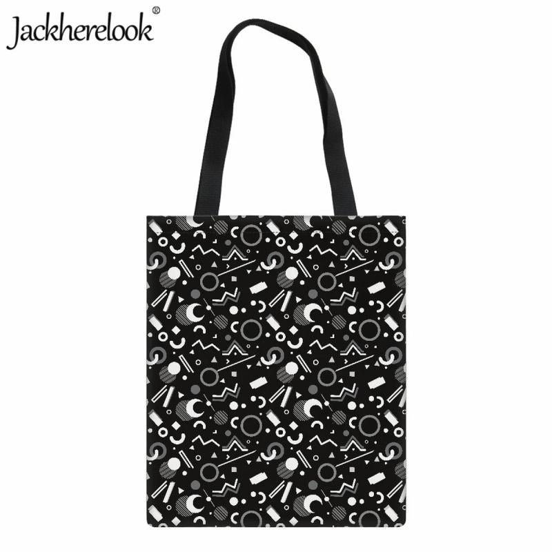 Geometric Print Shoulder Bag Women's Handbag Canvas Travel Tote